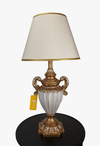 Mid-Century Regency Style White & Gold Table Lamp-AM0060