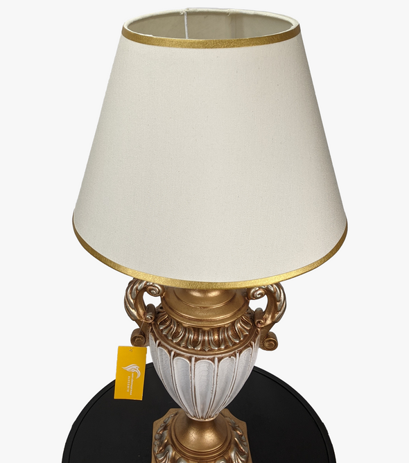 Mid-Century Regency Style White & Gold Table Lamp-AM0060