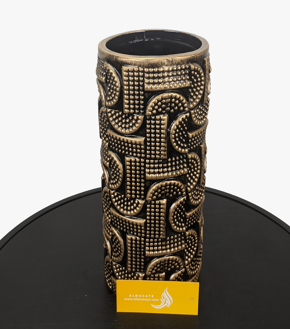 Decorative Cylindrical Vase Black & Gold For Decor-AM0015