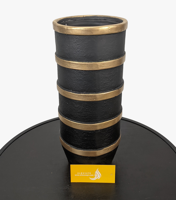 Elegant Black & Gold Cylindrical Vase-AM0017