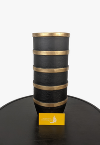 Elegant Black & Gold Cylindrical Vase-AM0017