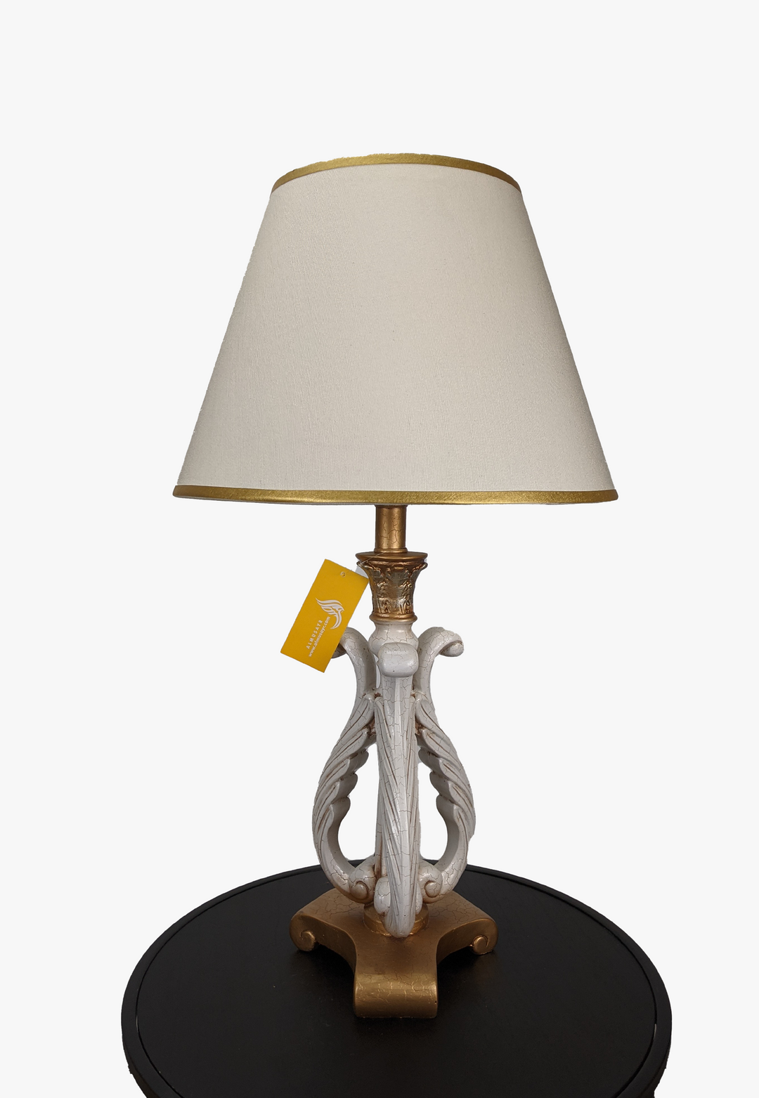 Elegant Curved-Neck White & Gold Lamp-AM0035