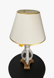 Elegant Curved-Neck White & Gold Lamp-AM0035