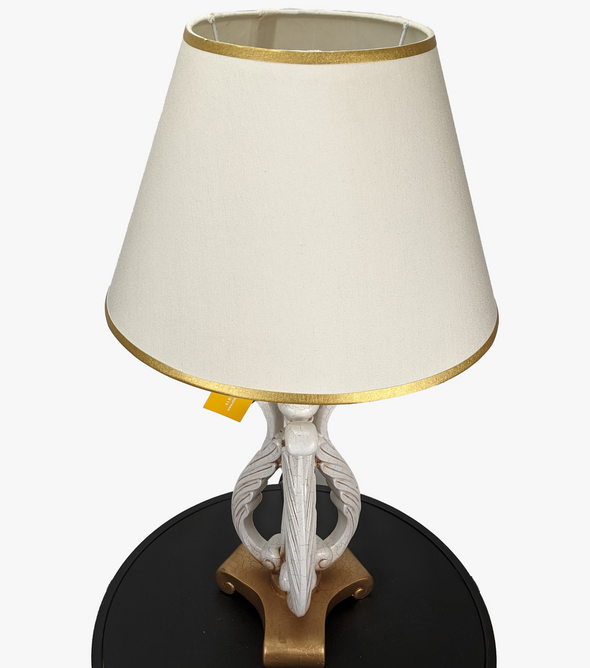 Elegant Curved-Neck White & Gold Lamp-AM0035