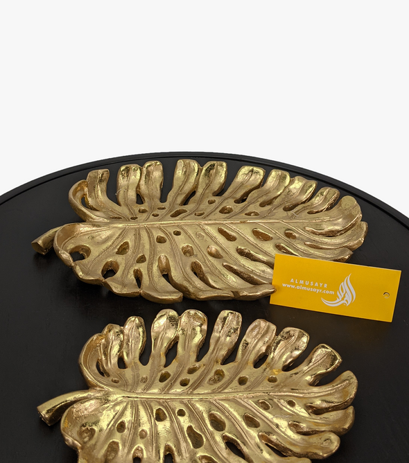 Classy Leaf Shape Gold Décor Tray-AM0096