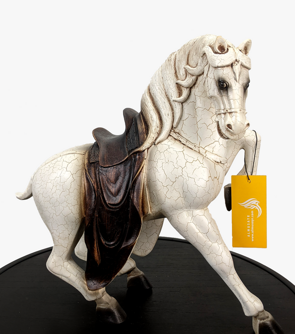 Decorative White & Brown Horse Sculpture-AM0080