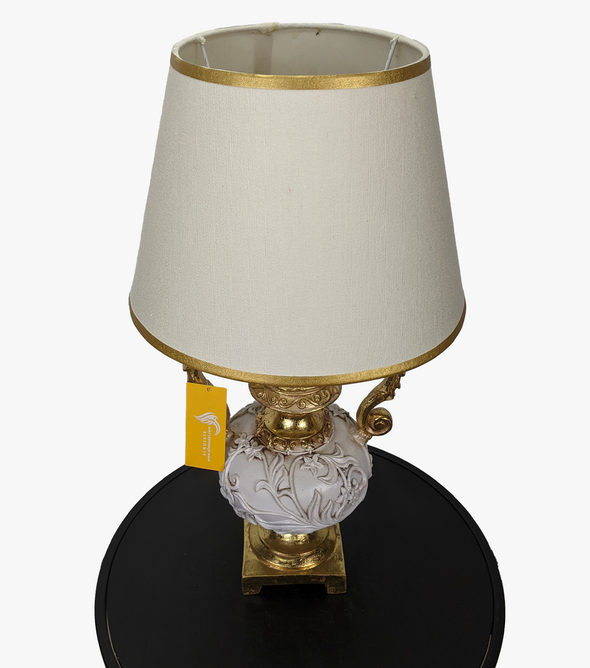 Antique Curved Table Lamp White & Gold-AM0042